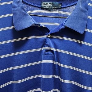 Polo Ralph Lauren Polo Shirt Men's XXL Blue White Stripes Golf 2XL
